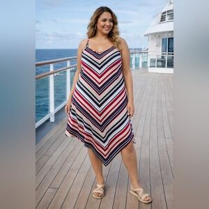 NWT Alchemy Thread Colorful Diagonally Striped Bandana Cut Dress size XL